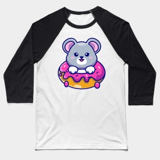 Cute baby mouse with doughnut cartoon Baseball T-Shirt